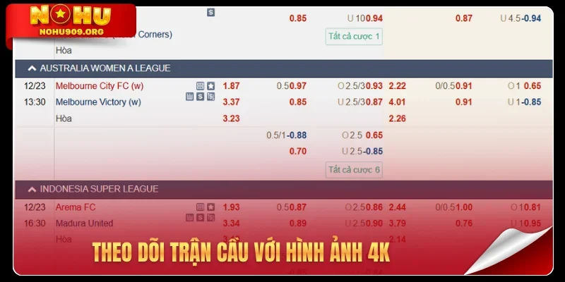 Theo dõi trận cầu với hình ảnh 4K