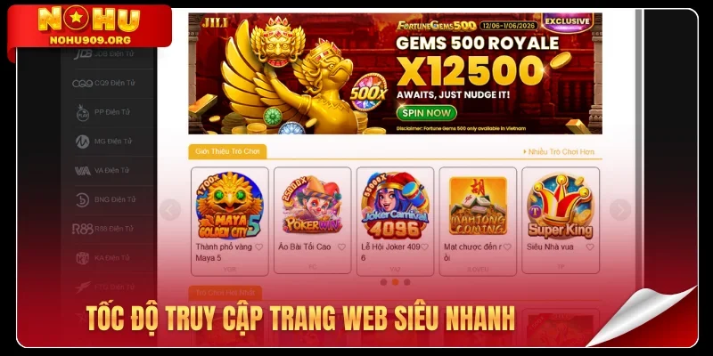 Tốc độ truy cập trang web siêu nhanh